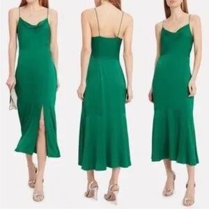 NWT Intermix Charmeuse Silk Slip Long Taylor Maxi Dress - Emerald Green Size 0
